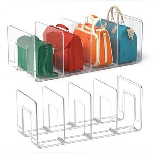 Plastic Purse Handbag Organizer Closet Shelf Divider Purse Display Clear 2 Pcs